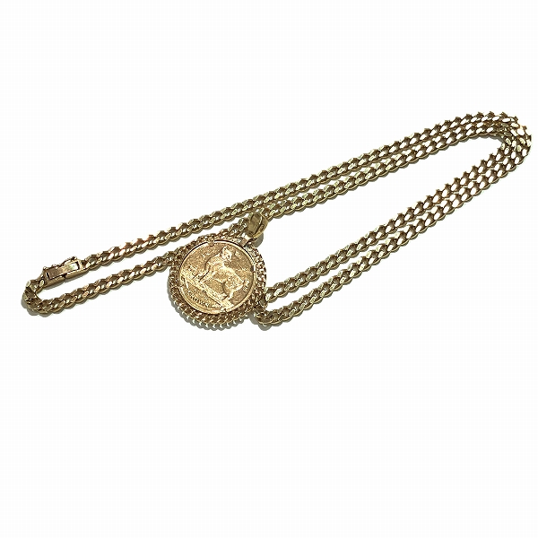 K18キヘイネックレス　キャット金貨1/6oz
