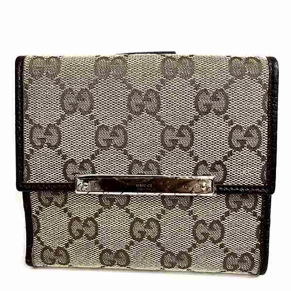 グッチ GGキャンバス 112664.2184 ダブルホック 2つ折り財布 美品
